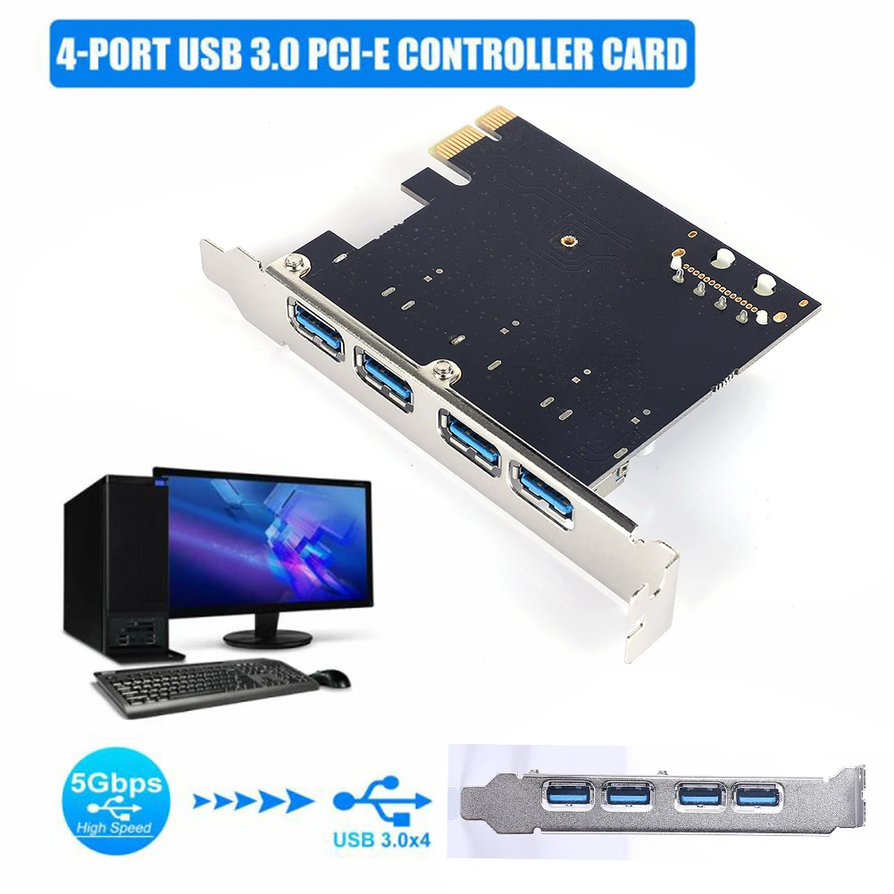 Interface Extension Protection Card Computer Notebook PCIE Expansion Card 4 Ports PCI Express High-speed Computer Adapter