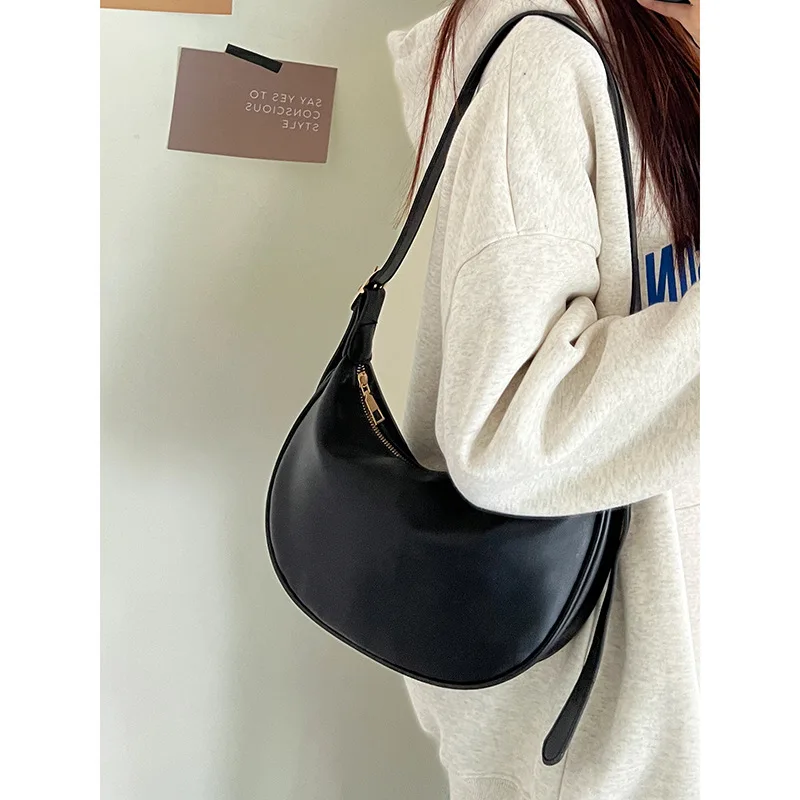 Crossbody Bag For Women Fashion Trends Portable Casual PU Leather Hobos Large Capacity Underarm Bag Dumpling Shape Shoulder Bag
