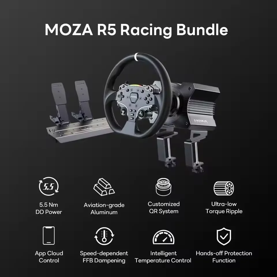 MOZA R5 Racing Simulator Gaming Steering Wheel Servo Direct Drive Base Gaming Steering Wheel Pressure Pedal Equipment