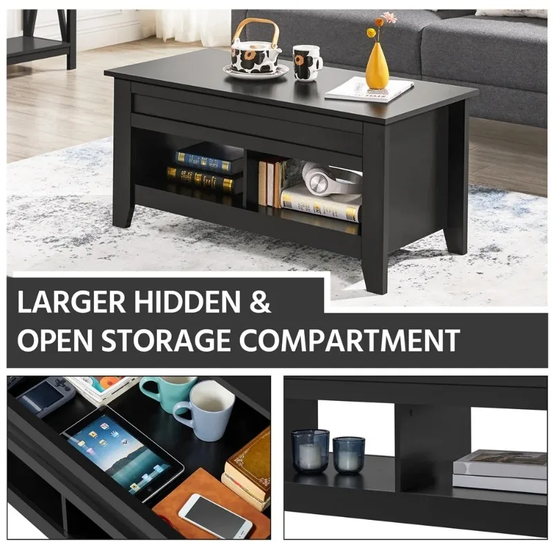 41" Lift Top Coffee Table with 2 Storage Compartments for Living Room, 2