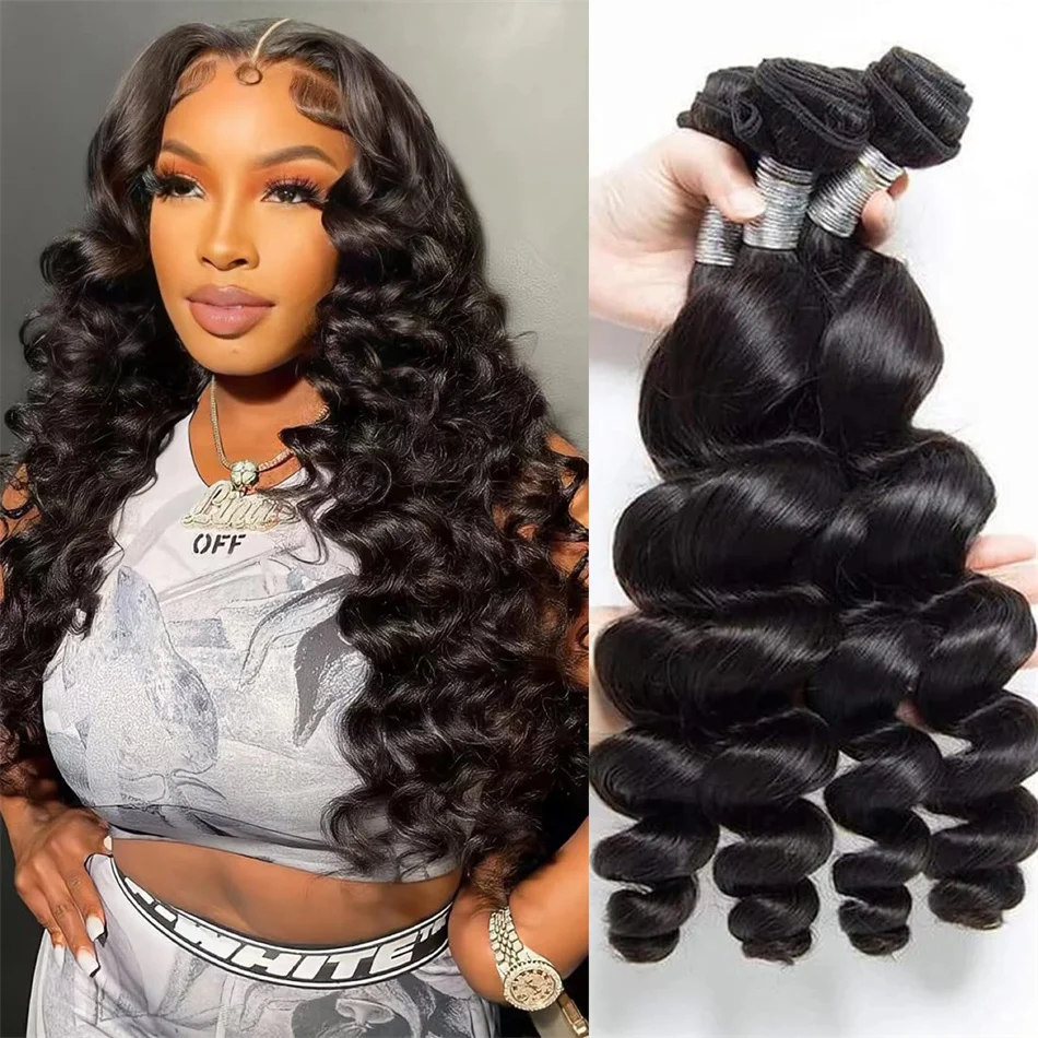 Loose Deep Wave Bundles Brazilian Raw Human Hair Weave Bundles 1/3/4 Bundle Deals Human Hair Extensions For Women