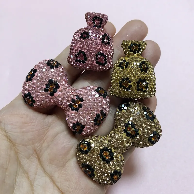 2Pcs Bling Colorful Pink Brown Leopard Print Bow Flat Back Decor Pink Blue Red Bowknot Charm Junk Phone Case Hair Accessories - Image 6