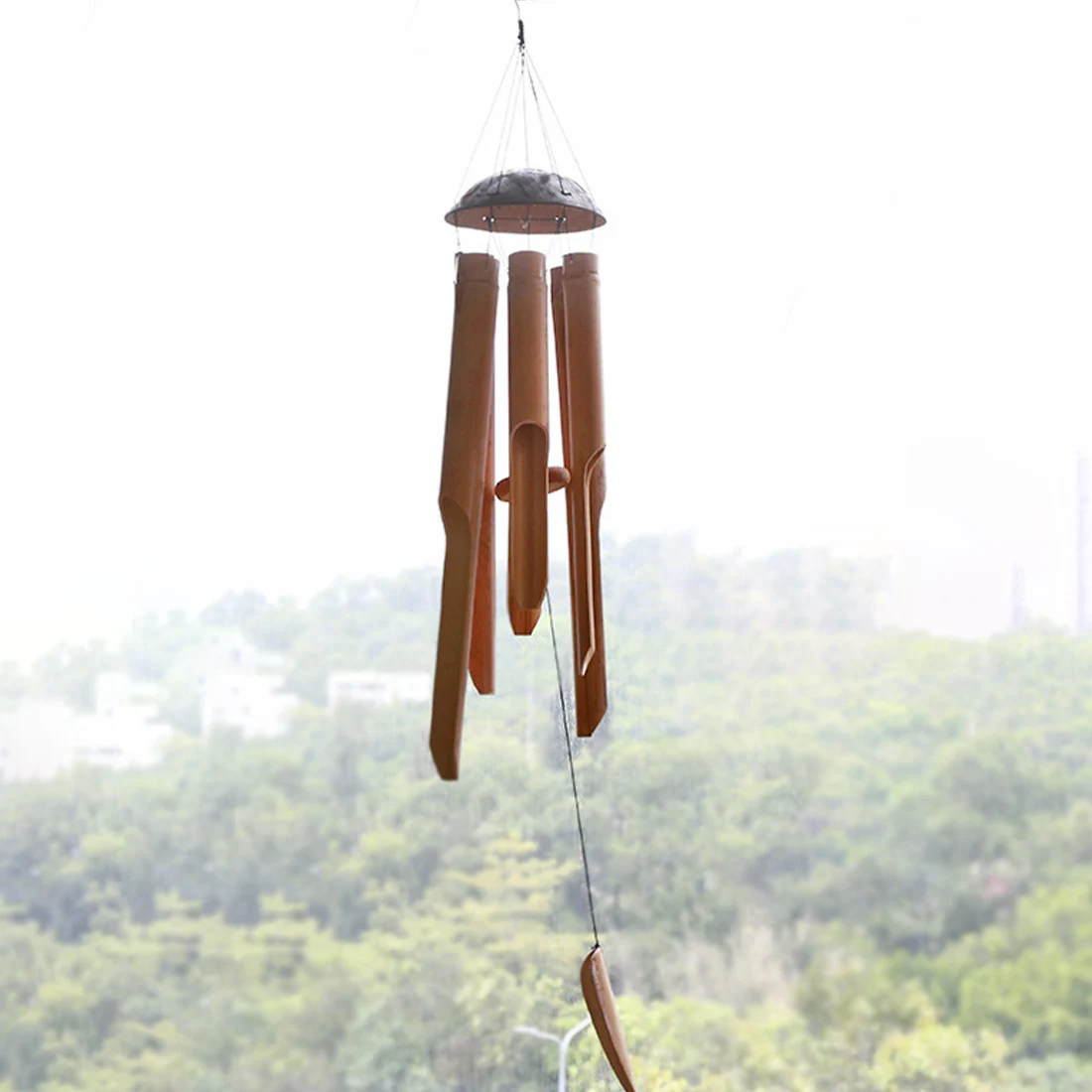 

Creative Bamboo Wind Chimes Big Bell Tube Coconut Handmade Indoor And Outdoor Wall Hanging Wind Chime Home Decorations Gifts