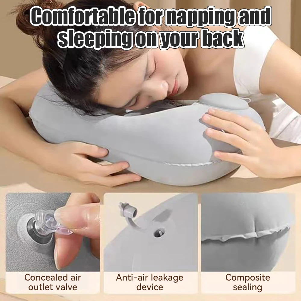 Inflatable neck pillow 1pc Travel TPU Pressed U-shaped Outdoor Portable Neck Protection