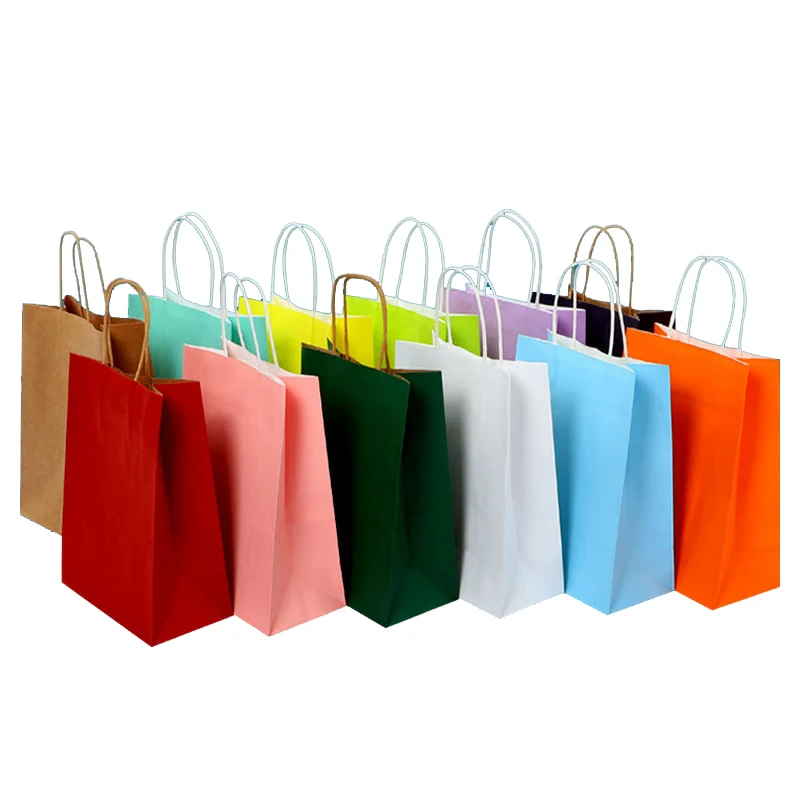 Holiday Party Gift Bag with Handle Jewelry Shopping Bag Thanksgiving Valentine's Day Marriage Gift Colored Paper 10/30/50pcs