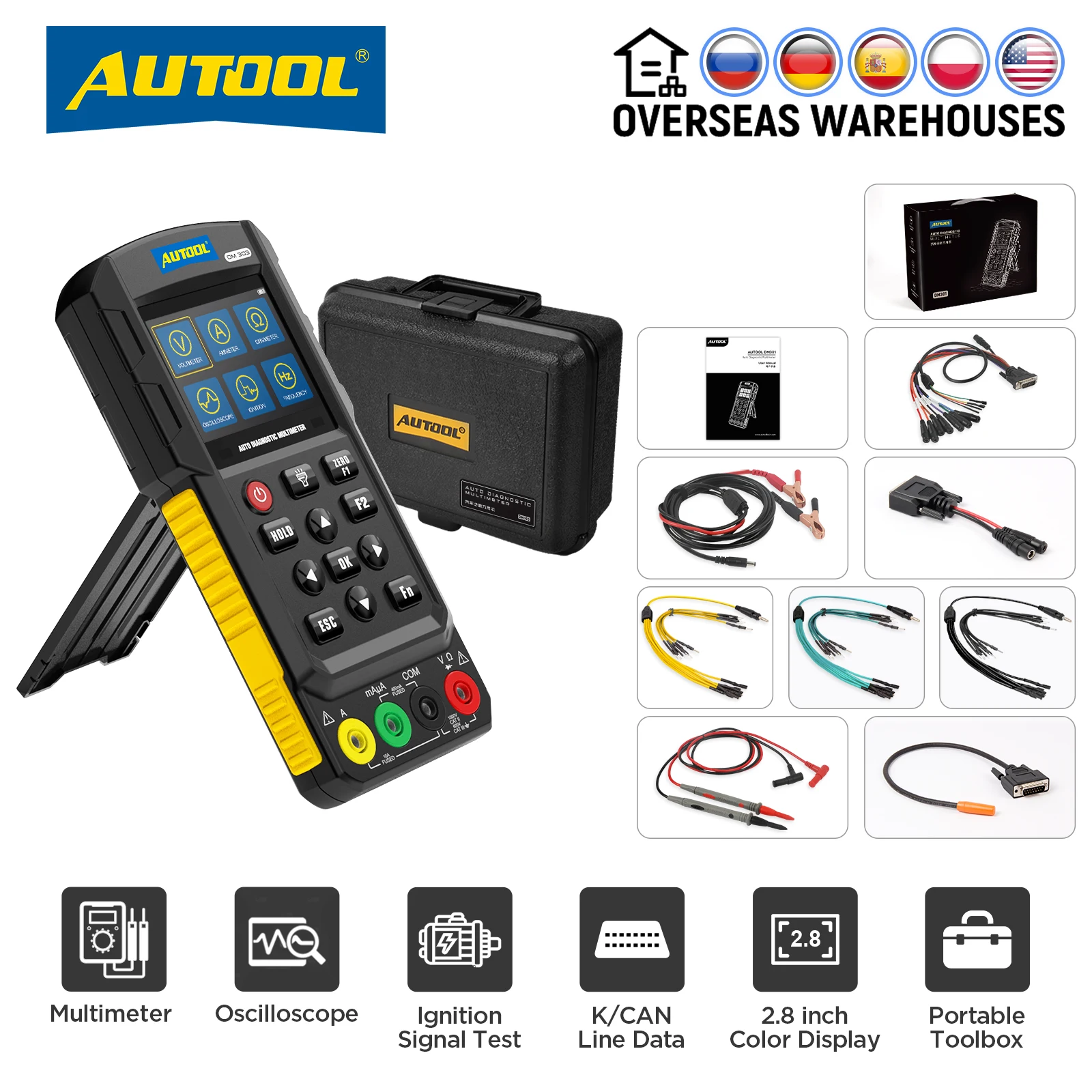 AUTOOL DM303 Automotive Circuit Car Injector Automobile Relay Test