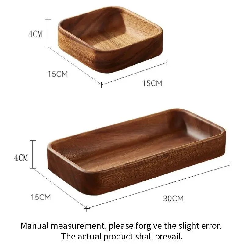 Stackable Wooden Tray Desktop Wood Storage Nut Box Creative Dessert Fruit Plate Creative Japanese tableware Home Decoration 6