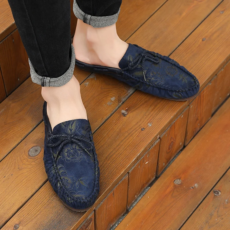 Loafers for Men 2025 Fashion Mules Shoes Summer Half Sandals Man Low Price Adult Elegant High Quality Designer Luxury Style Fun