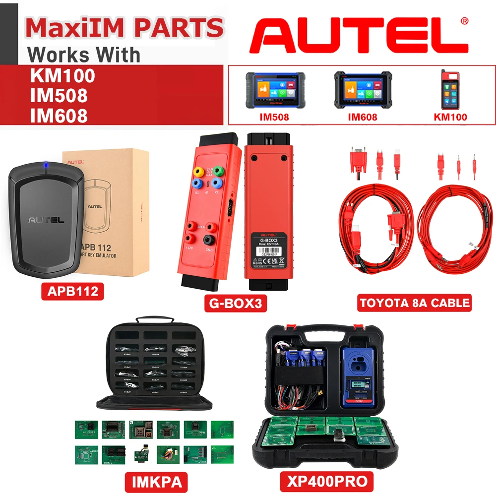 Autel MaxiIM Parts XP400PRO Key Programmer, IMKPA Kit, GBOX3, APB112, Toyota 8A Adapter Used with IMMO Scanner IM608 IM508