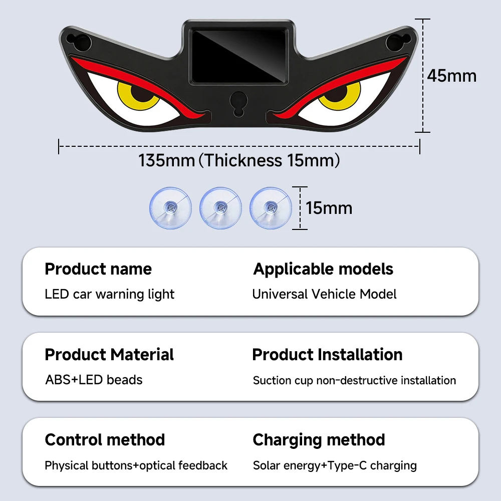 Solar-Powered Devil Eye Warning Light for Vehicles - No Wiring Required