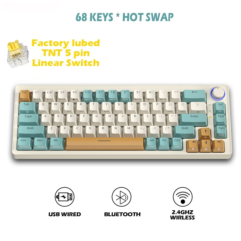 ZIFRIEND ZA68 Pro 68 Keys 3 Modes Mechanical Keyboard PBT RGB