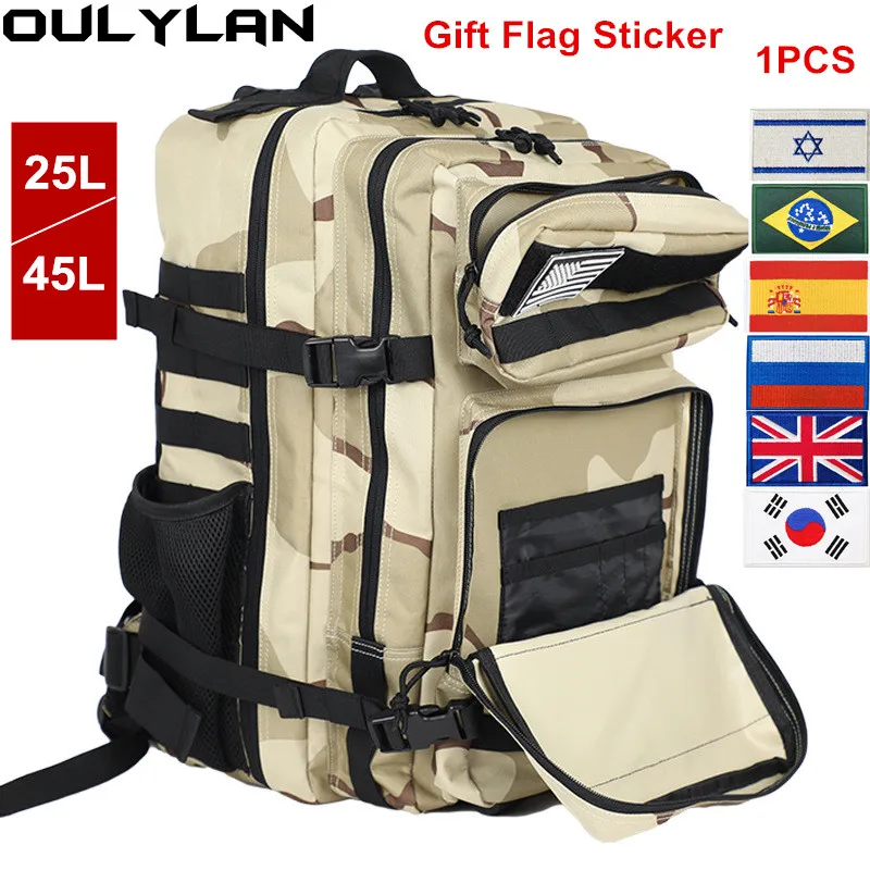 

Oulylan 25L/45L Military Tactical Backpack Men Women Outdoor Camping Travel Rucksack Military 3P Trekking Hiking Hunting Bag