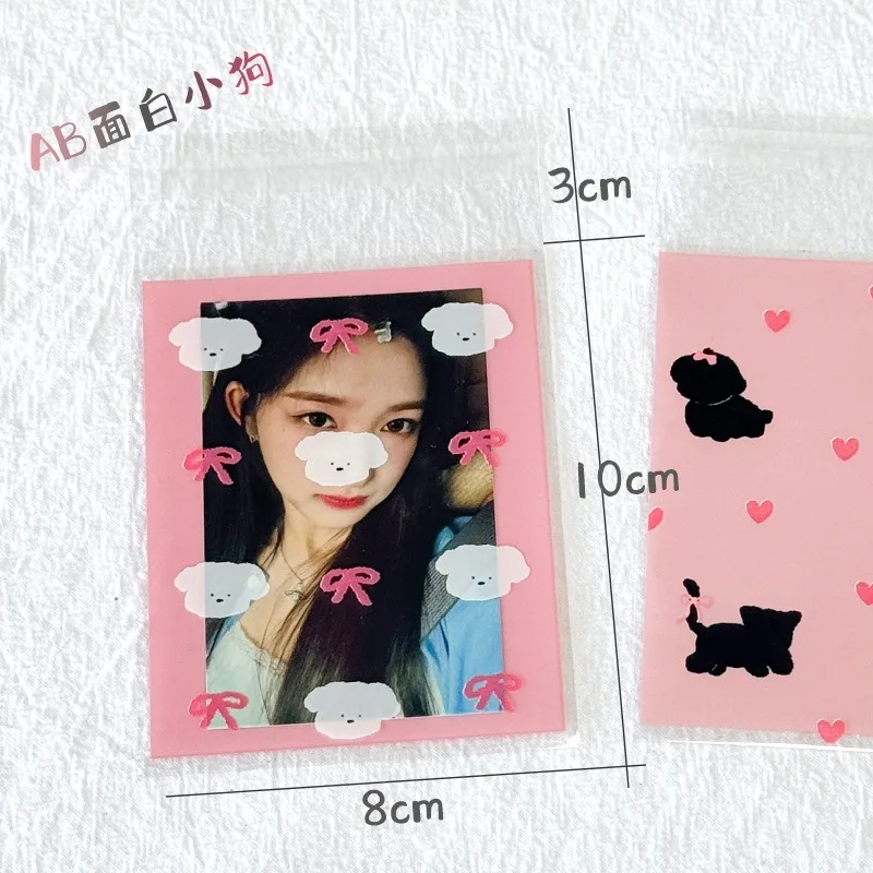 50Pcs Clear Photocard Sleeves INS Photocard Protector Bag Cute Bowknot Print Self-adhesive Opp Self Sealing Bag Card Sleeve Gift 5
