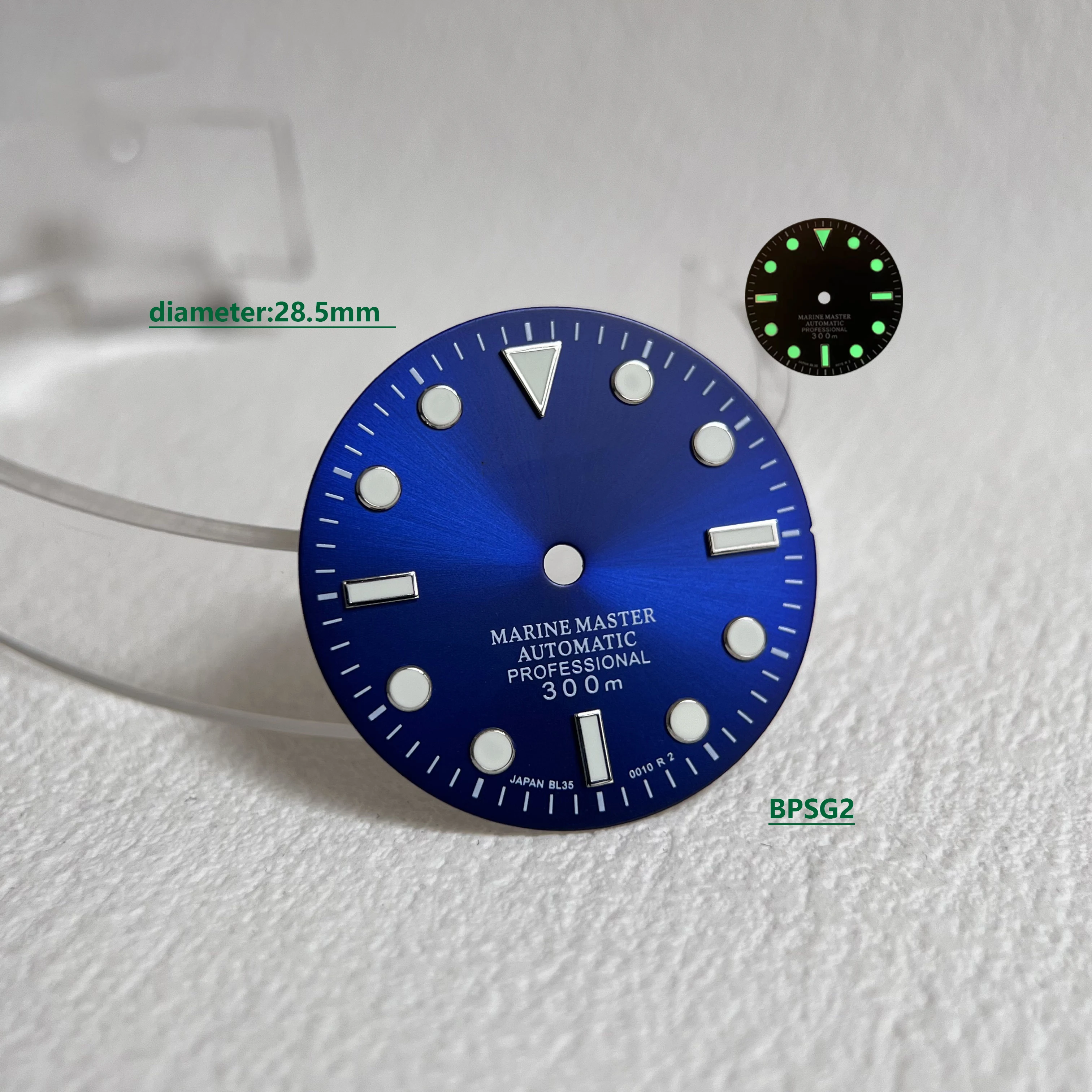 28.5mm Modified SUB Green Luminous Sun Patterned NH35 NH36 s Dial Watch Accessories Watch Sub S Dial