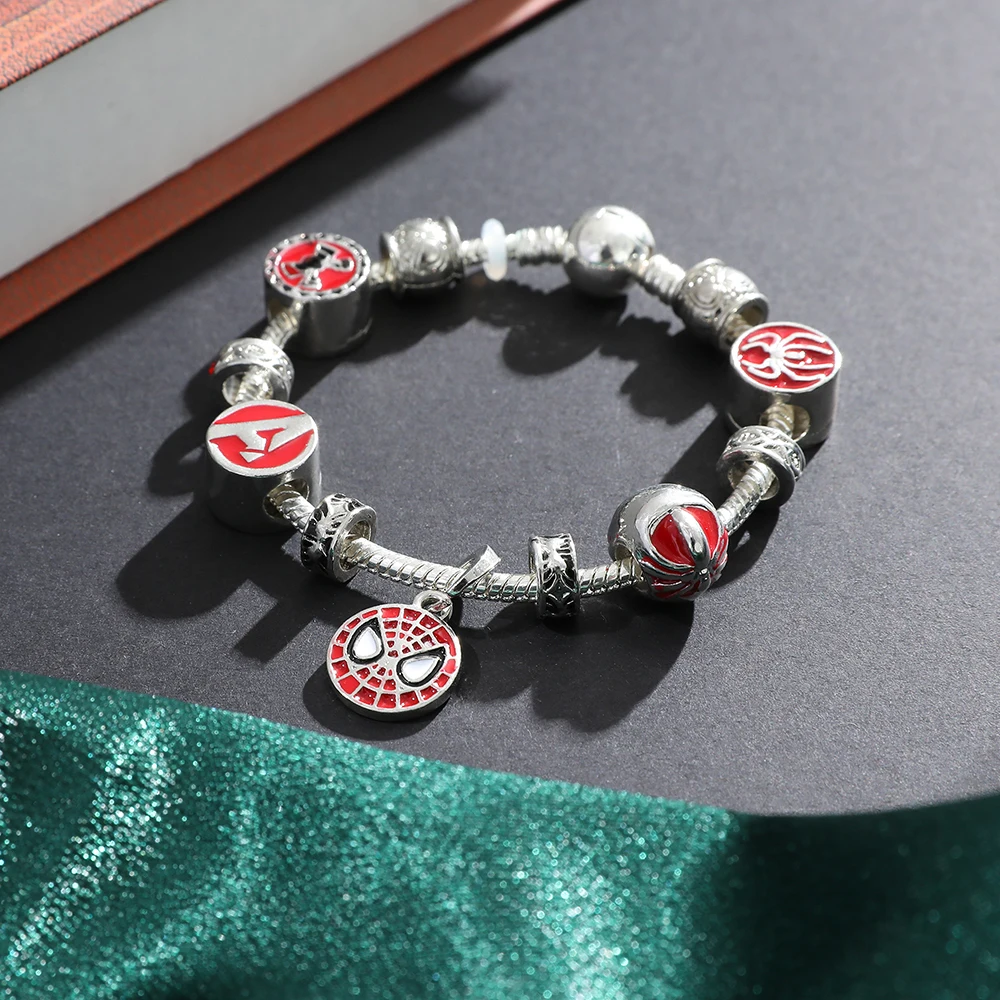 Marvel Superhero Spiderman Charm Bracelet Avengers Enamel Charm
