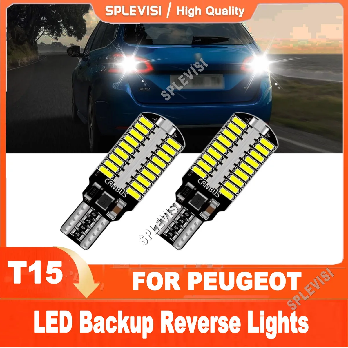 

2x T15 912 915 White LED Reverse Light Bulbs For Peugeot 2008 II 208 MK2 3008 308 SW MK2 4008 508 SW I RCZ