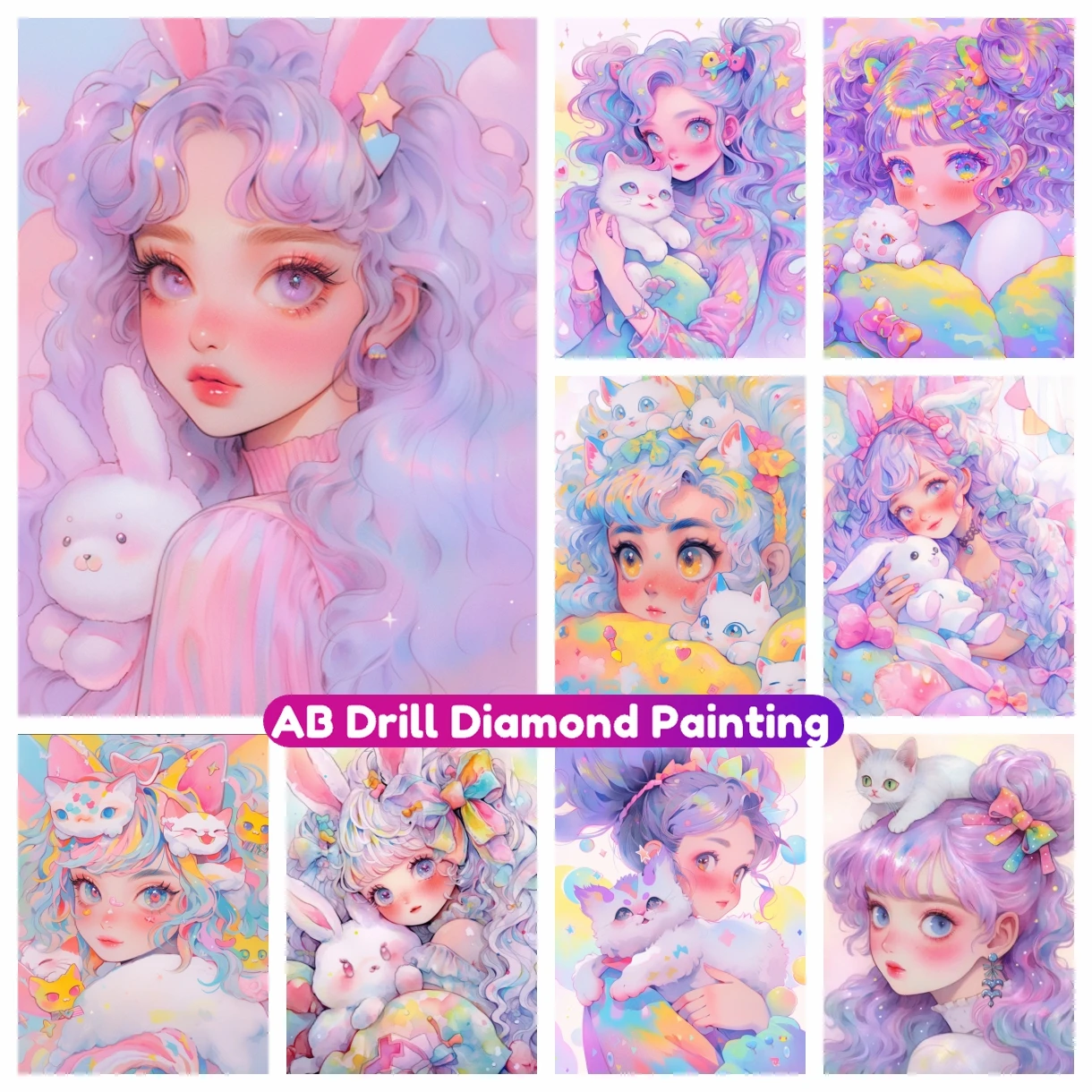 5D Diamond Painting Pink Cartoon Girl DIY Anime Diamond Mosaic Rhinestone  Embroidery Kit Diamond Painting Home Decor - AliExpress