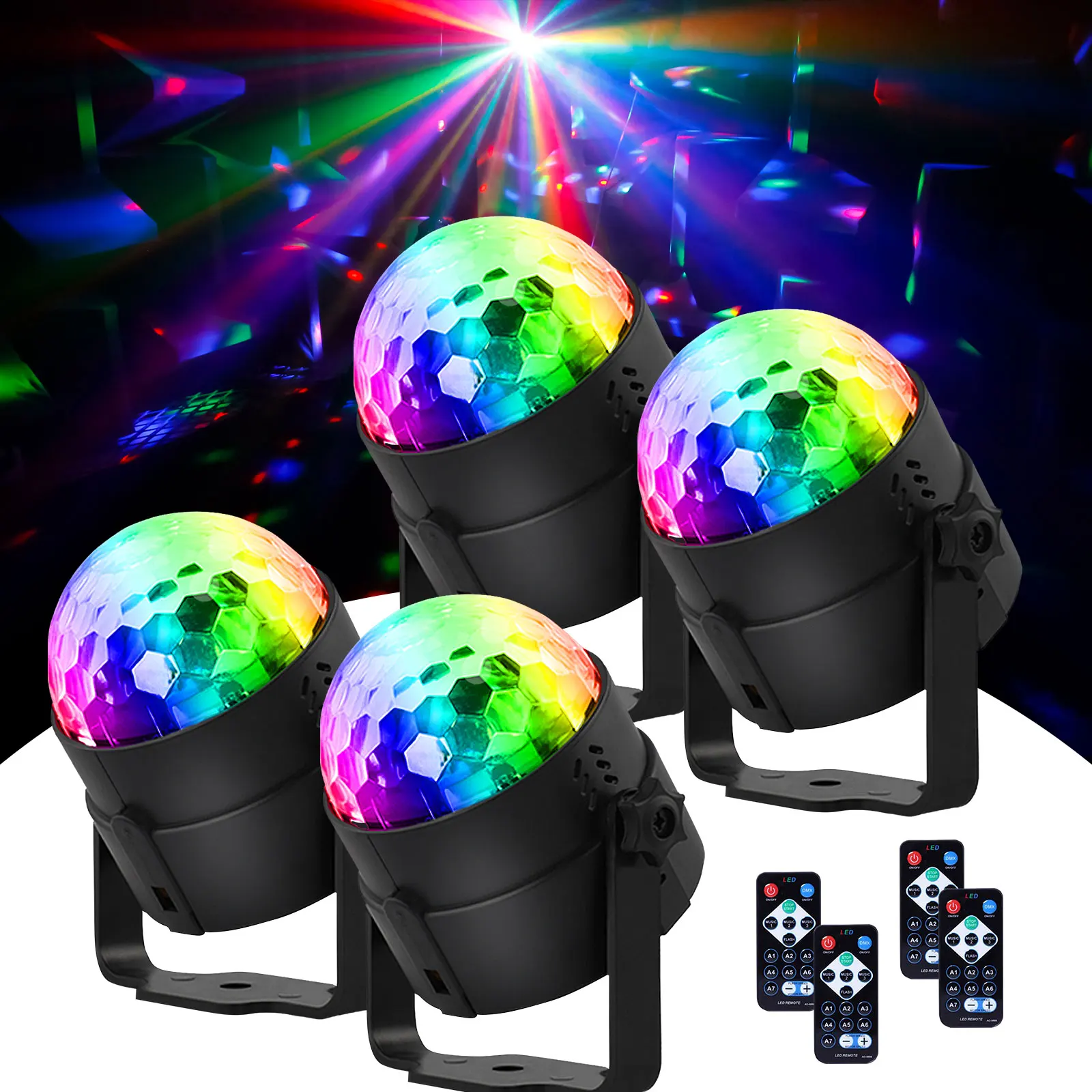 Datewink 2/4Pcs LED Magic Ball Light RGB Disco Ball Stage Lighting Effect Remote Control For DJ Disco Wedding Club Party Karaoke
