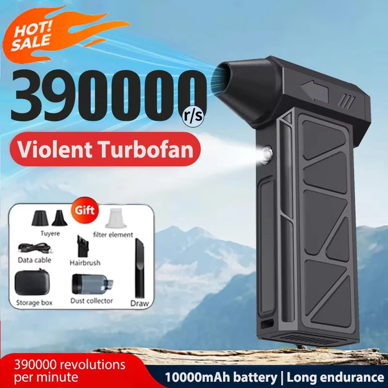 2025 new Violent Turbofan 390000RPM Powerful Air Blower Portable Wireless Dust Cleaner TypeC Charging Brushless Jet Blower Home