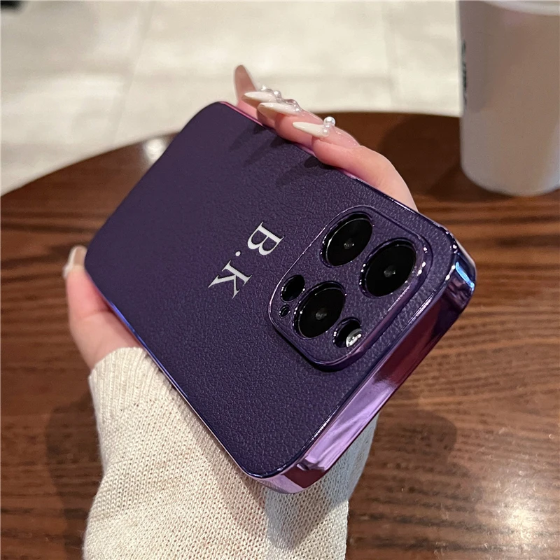 thumbnail image 1 of Funda de piel de cordero de lujo con revestimiento para iPhone 16, 15, 14, 13, 12, 11 Pro Max, personalizada, con iniciales y nombre, 16, 15 Pro, 1 of 5