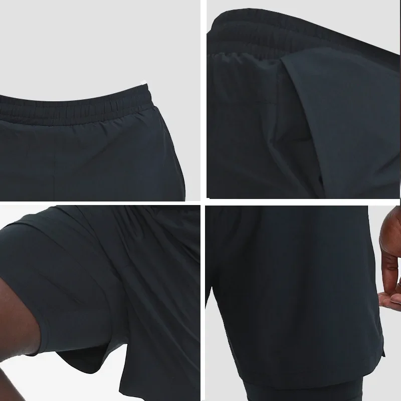 Summer Quick-Drying Loose-Fit Men's Trunks Two-Piece Illusion Outer Wear Basketball Pants American Style Fitness Pants