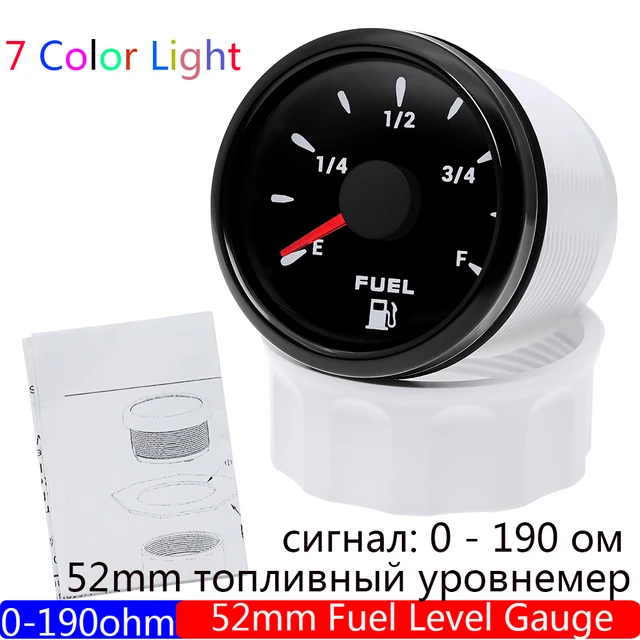 0190 Ohm 2" 52mm Fuel Level Gauge+Fuel Float Level Sensor 100600mm