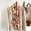 Two Sides 14X147cm Luxury Silk Scarf Women Neckerchief Hair Band Ribbon Headband Foulard Floral Bag Neck Ties Narrow Thin Strip 1