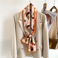 Two Sides 14X147cm Luxury Silk Scarf Women Neckerchief Hair Band Ribbon Headband Foulard Floral Bag Neck Ties Narrow Thin Strip 1