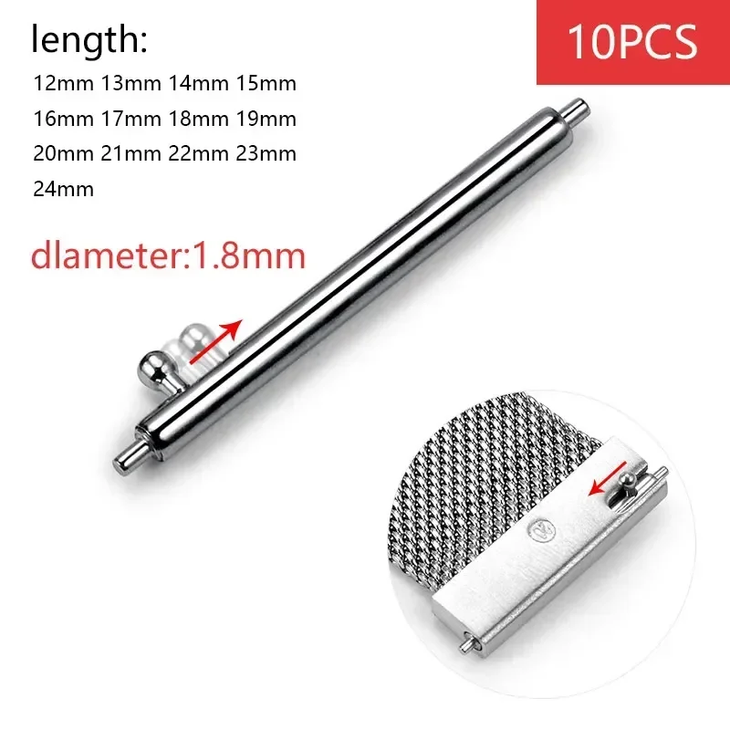 Watch pin repair tools 1.8mm diameter 20MM 22MM 10PCS quick release watch strap spring bars pins 24mm 18MM 23MM 16MM 19MM