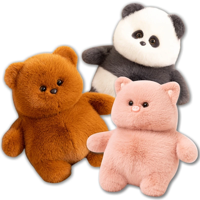 

Плюшевые игрушки в виде животных, коричневого медведя, розовой свиньи, панды, мягкие и удобные плюшевые декоративные подушки в виде животных для комнаты, 35 см