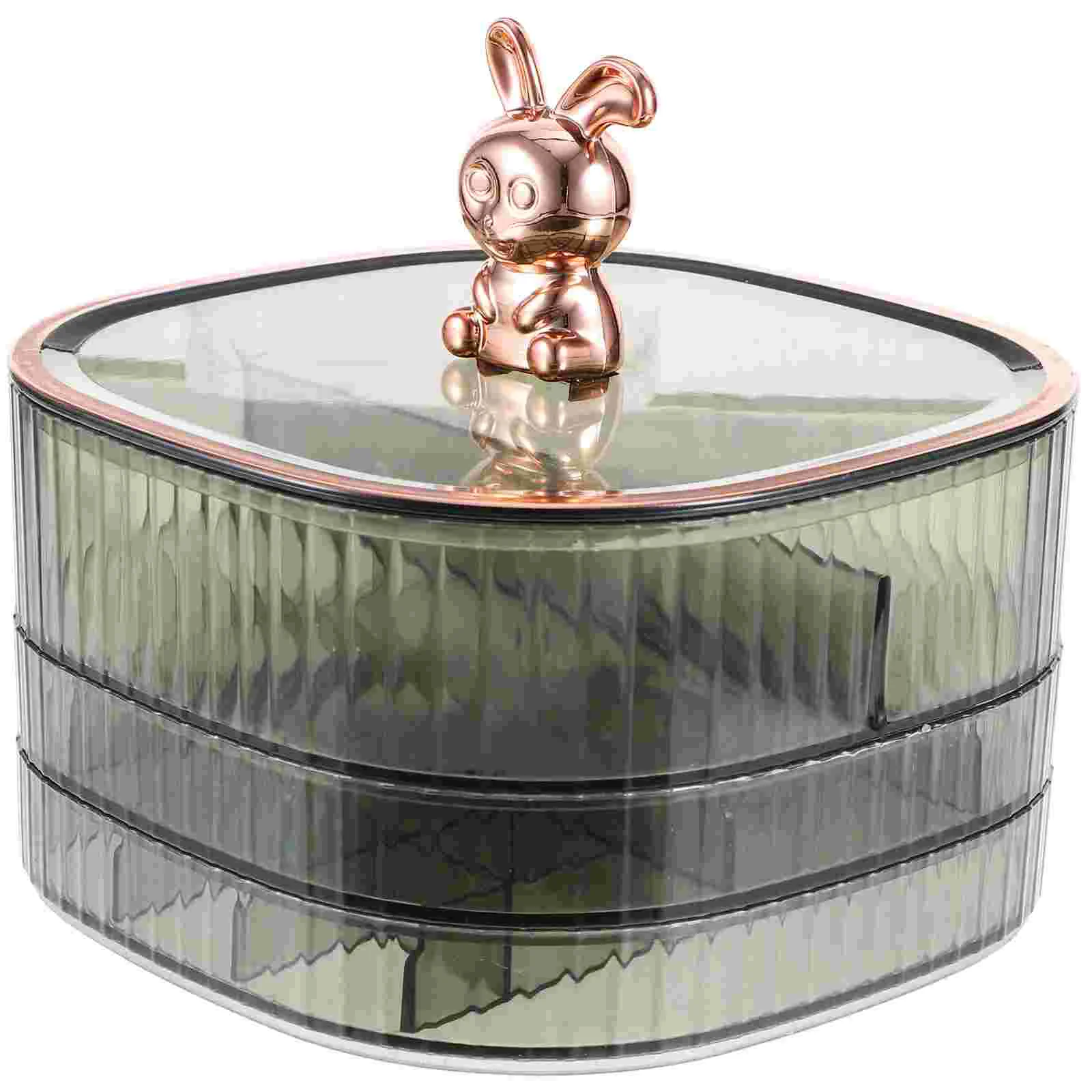 

Tabletop Jewelry Storage Box Delicate Jewelry Trinket Box Multi-layer Trinket Display Box With Small Rabbit Decor
