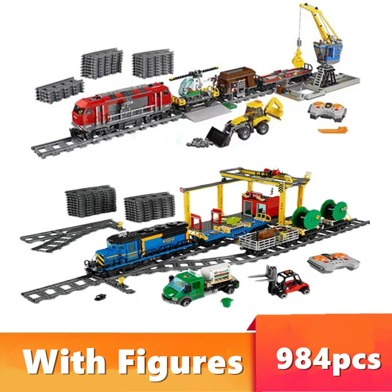 

display 60098 02008 60052 With Figures City RC Heavy-Haul Freight Train Model Building Blocks Bricks Birthday Gift For Kid Toy