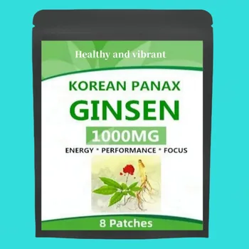 Natural Red Panax Ginseng 8 Energy Patches W/high Ginsenosides For Energy, Performance & Focus Pills For Men & Women