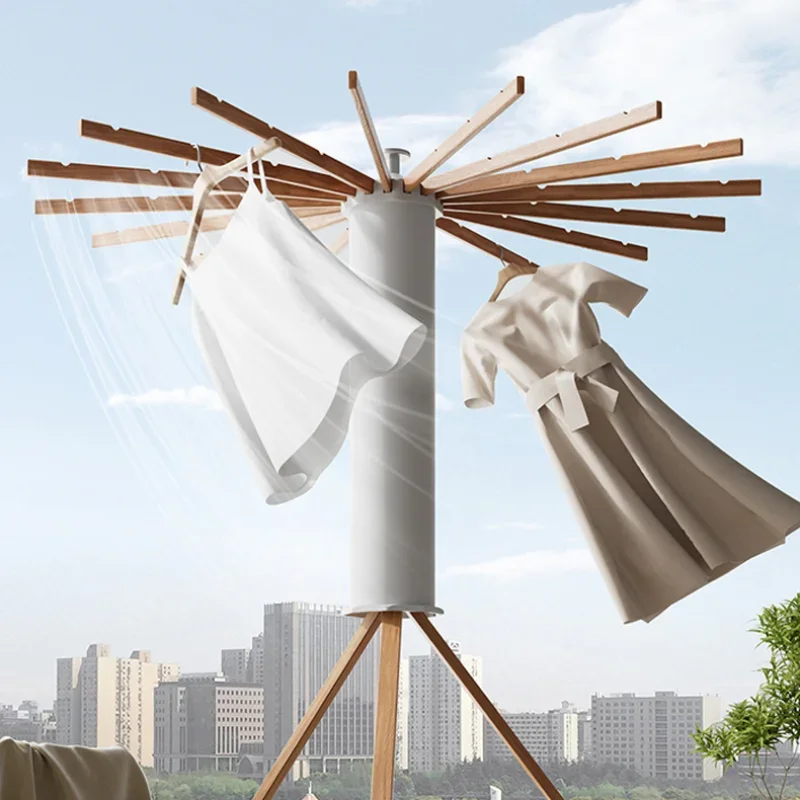 Foldable Clothes Drying Rack, Rotary Laundry Hanger, Clothes Drying Rack with 16 Poles, Installation-free Home Clothes Dryer