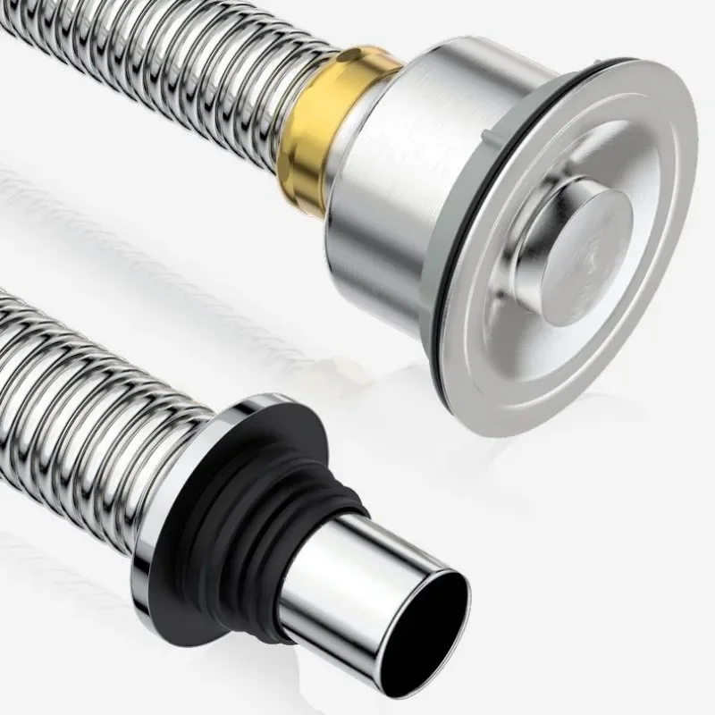 Stainless Steel Sewer Drain Pipe Universal Sink Plumbing Wash Basin Drainage Tube Kitchen Bathroom Downcomer Facility Hardware 6