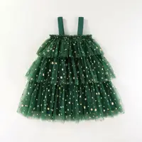 Girl's Holiday Christmas Tree Dress Children Kids Infants Summer Sweet Cake Halter Mesh Dress 6