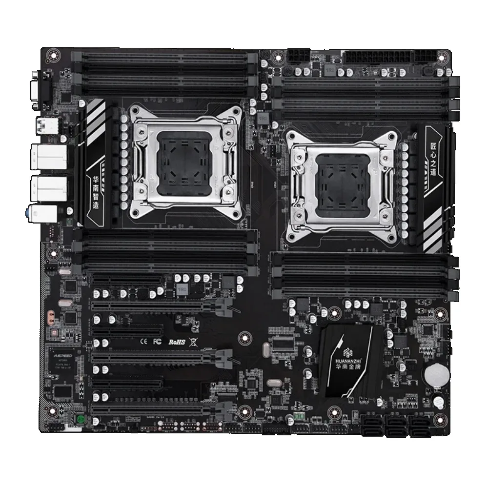 HUANANZHI X79 마더보드 16D LGA 2011 인텔 듀얼 CPU REG ECC DDR3 지원 1333 1600 1866MHz SATA3 USB3.0 E-ATX (VGA 포함)