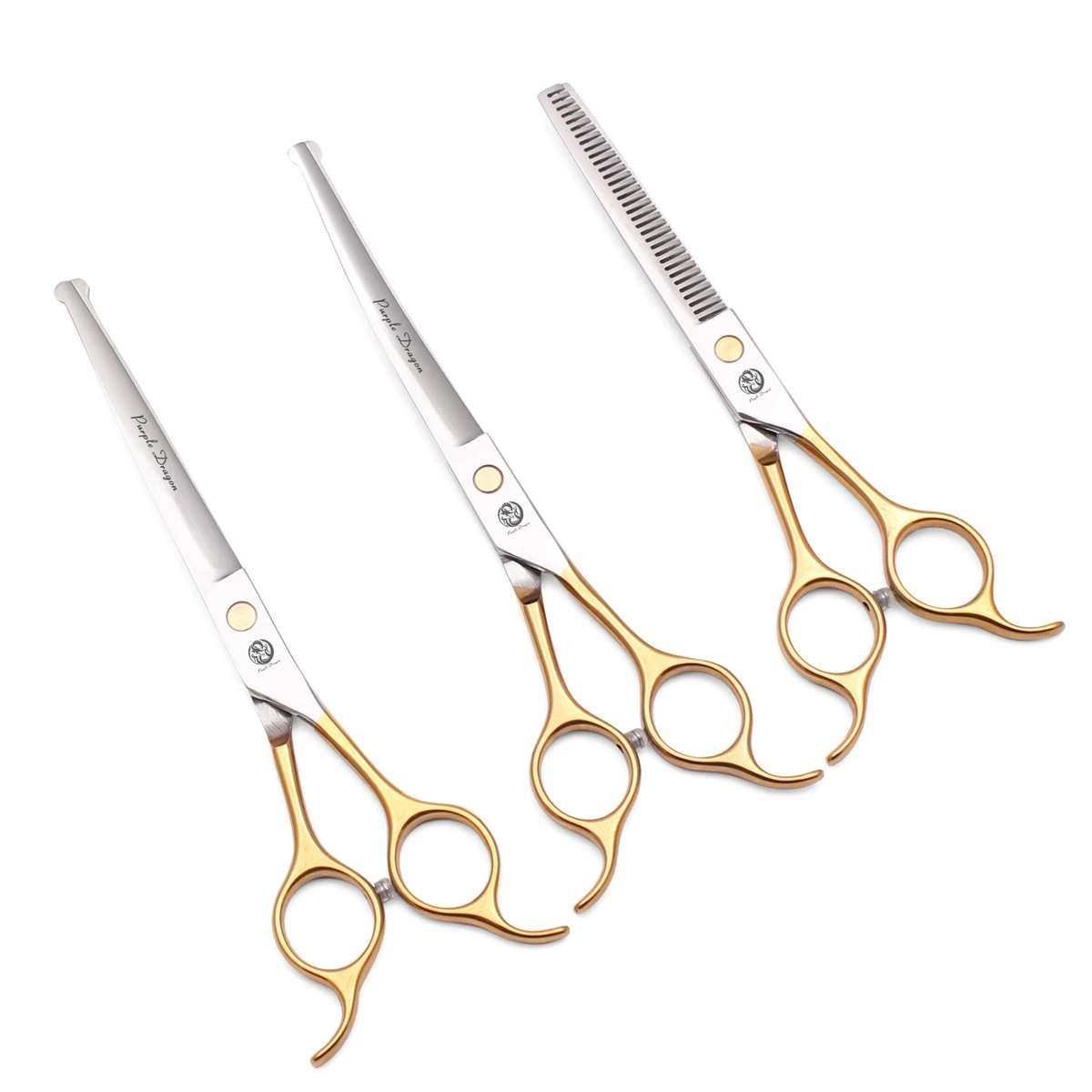 Dog Grooming Scissors Purple Dragon Japan Stainless Golden Curved Scissors For Dogs Cut Hair Dogs Pets Shears Z3099