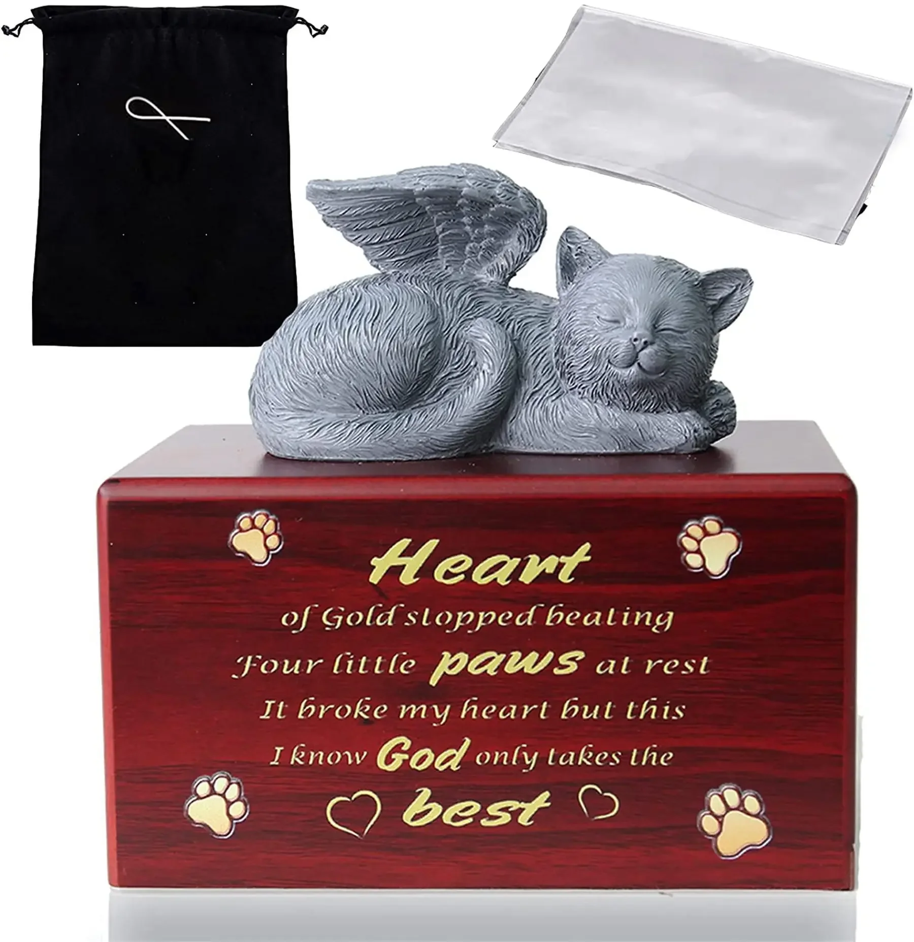 Wood Pet Cremation Box Pet Urns Small Dog Cremation Box for Ashes for Cat or Dog Urns Ashes Keepsake Memorial