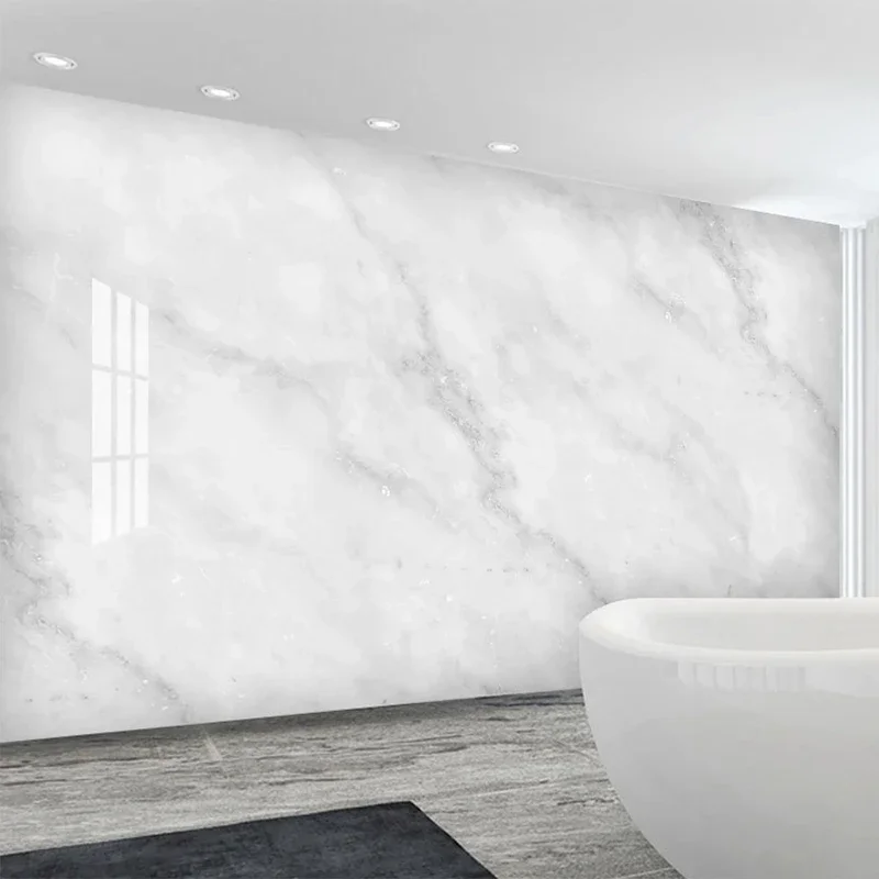 Modern Simple White Marble Wallpaper PVC Self-Adhesive Waterproof Bathroom Background Wall Mural 3D Marble Wall Sticker Frescoes