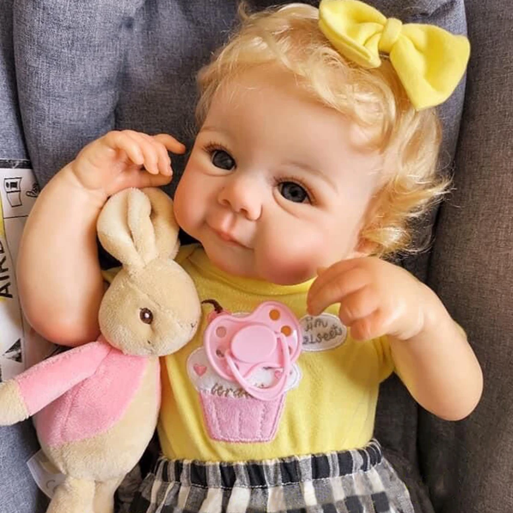 

50 CM 3D Paint Skin Cloth Body Silicone Reborn Baby Doll For Girl Blood Vessels Bebe Lifelike Art Hand Made Smile Toddler