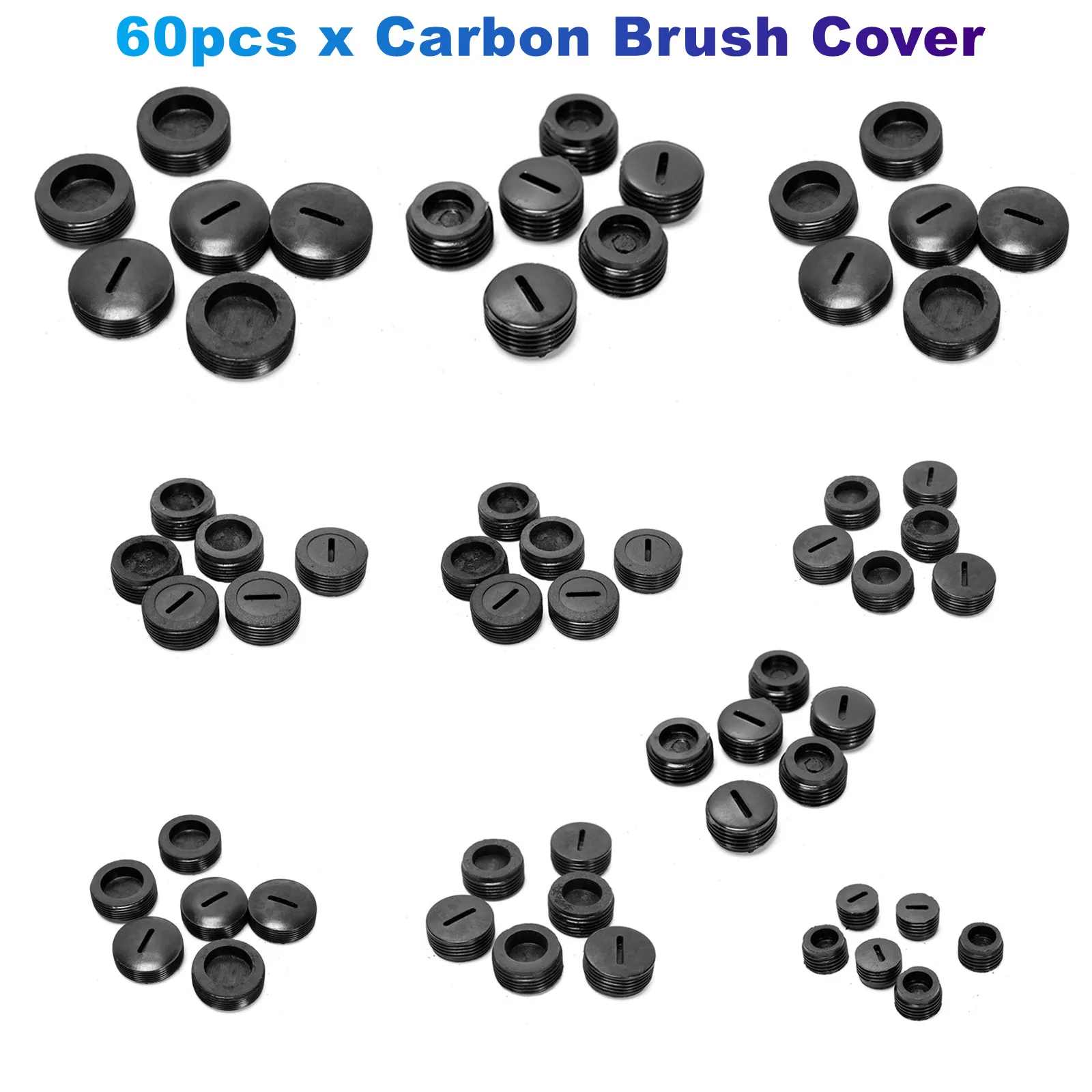 Универсальная крышка для угольной щетки, 60 шт./лот, пластиковая внешняя резьба, диаметр 9,8 мм-19,8 мм, Набор колпачков для деталей электроинструмента