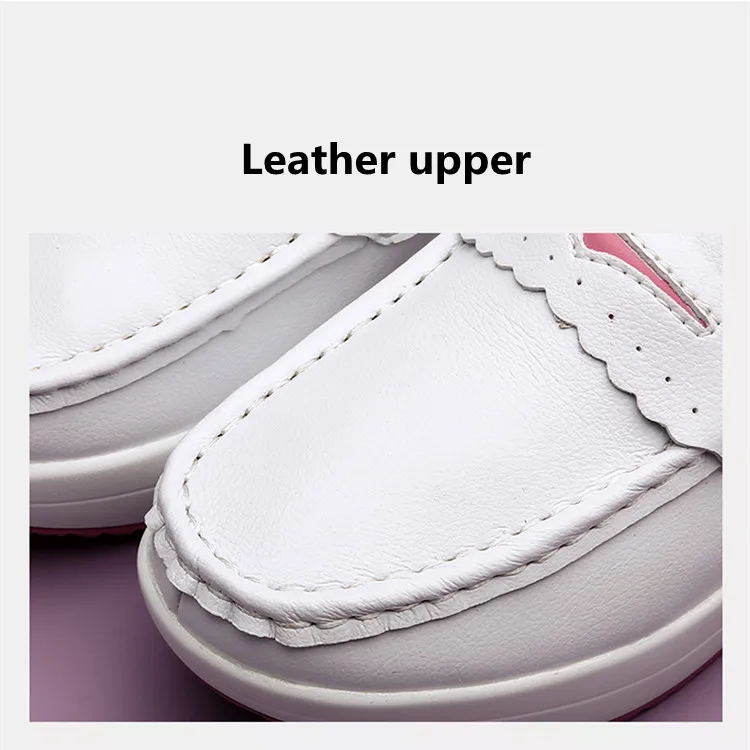 STRONGSHEN Women Platform Wedges Casual Shoes Loafers Soft Nurse Work Shoes Breathable Comfortable Non-slip White Nursing Shoes