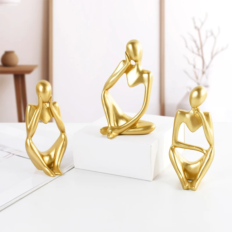 

1pc Nordic Thinker Abstract Statues Sculptures Handmade Thinker Figure Ornament Modern Crafts Art for Office Desktop Home Decor