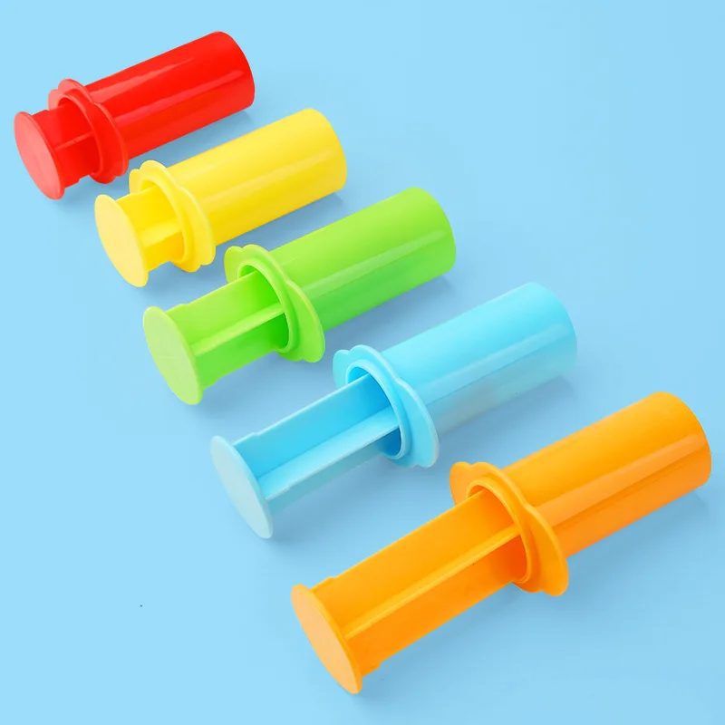 5 Pieces/Set Dough Extruders Set Assorted Designs Novelty DIY Plasticine Squeeze Making Playdoh Tool for Playing Dough 3