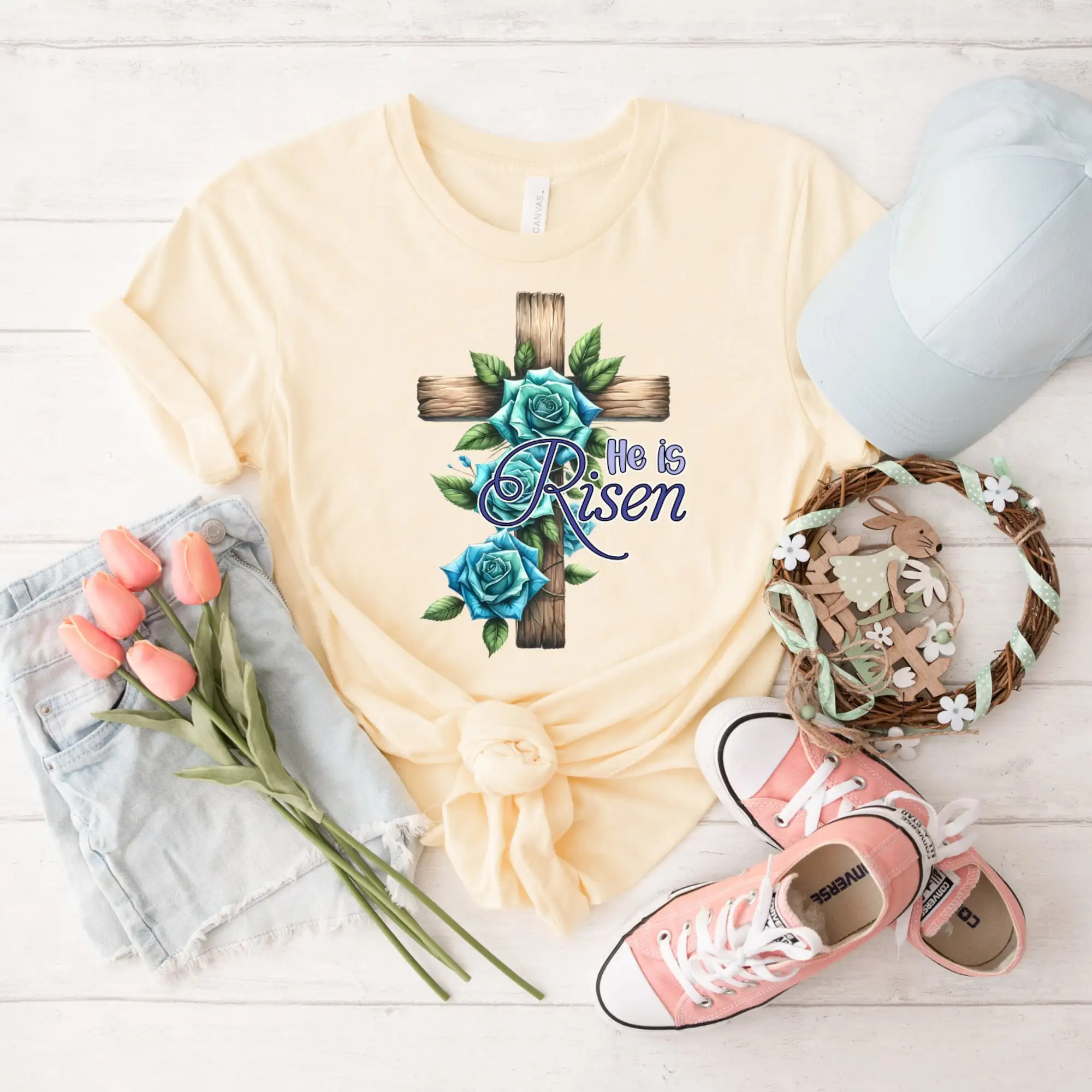 È Risen T Shirt Abbigliamento Cristiano Pasqua Vite Religiose Gesù Bibbia Verse Faith