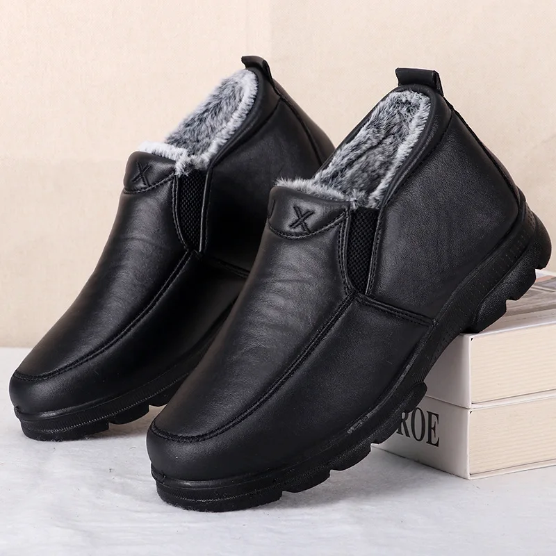 Waterproof and anti snow cotton boots, men's snow boots, winter thick anti slip driving for middle-aged and elderly people