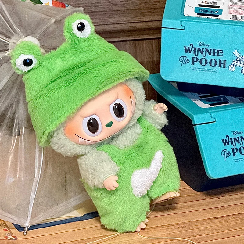 17cm Mini Doll'S Clothes Outfit Accessories for Labubu V1 V2 Striped Overalls Cool Handsome Clothing Gift