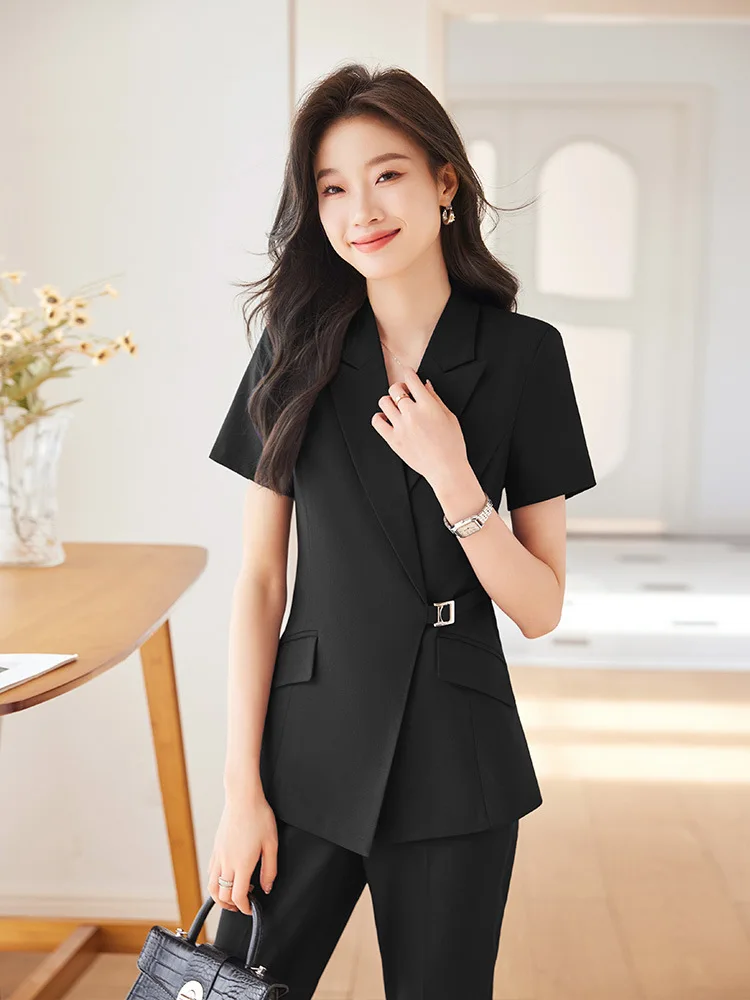 

Summer Suit Women's Thin High-Grade Business Wear Temperament Goddess Style Suit Jewelry Shop Hotel Overalls