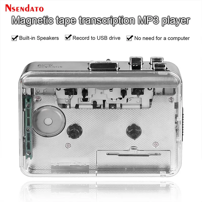 Transparent USB Cassette Player and Tape to mp3 Converter USB Cassette Tape Music Audio Player With Speaker For USB Flash disk